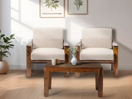  Set of 2 Athena Single Seater Sofas with Coffee Table